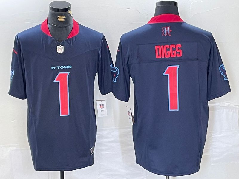 Men Houston Texans #1 Diggs Blue Three generations 2025 Nike Limited NFL Jersey style 1
